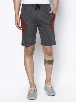 GLITO Solid Men Grey Regular Shorts