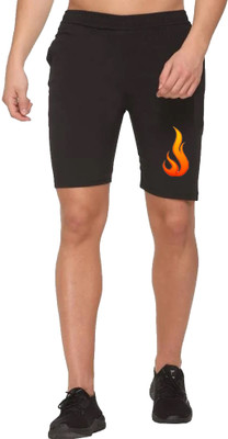 ACTIVEMENS Graphic Print Men Black Basic Shorts