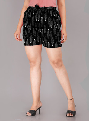 Bharti creation Printed Women Black Regular Shorts