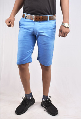 IndiForce Dyed/Washed Men Light Blue Denim Shorts