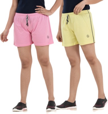 STYLE AK Solid Women Pink, Gold Regular Shorts
