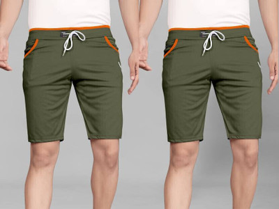 Avyana Solid Men Green Regular Shorts
