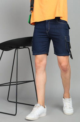 mevan Solid Men Denim Dark Blue Denim Shorts