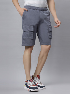Ho Bindaass Solid Men Grey Cargo Shorts
