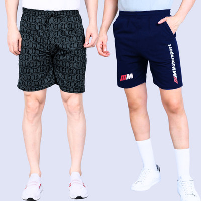 RK Costing Printed Men Black, Dark Blue Regular Shorts