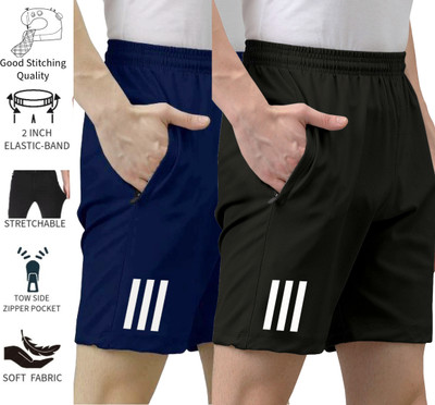 Striped Men Multicolor Sports Shorts