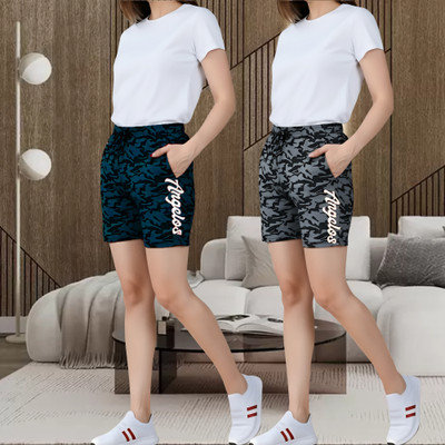 tthe dreams Printed Women Black, Grey Regular Shorts
