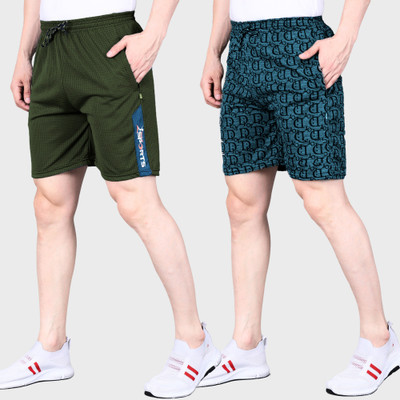 RK Costing Printed Men Blue, Dark Green Regular Shorts