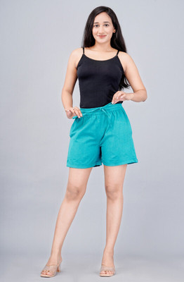 Payal Creation Solid Women Light Green Casual Shorts