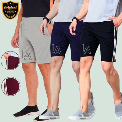 Solid Men Black, Blue, Grey Regular Shorts