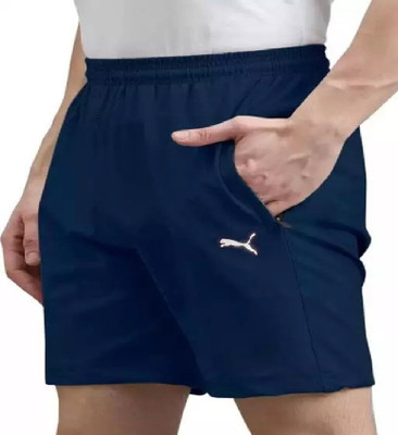 Solid Men Blue Regular Shorts