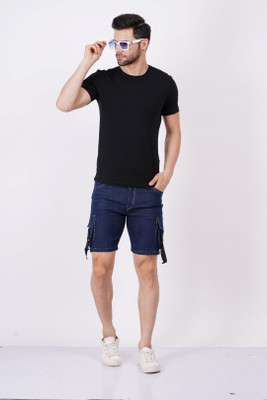 METRONAUT Solid Men Denim Dark Blue Denim Shorts