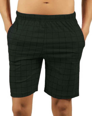 CAPTMARTIN Checkered Men Green Bermuda Shorts