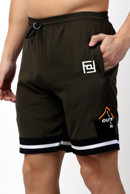 Keenuu Printed Men Green Running Shorts