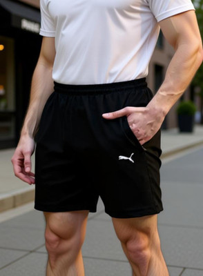 ARJUN Solid Men Black Regular Shorts