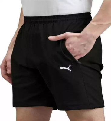 Solid Men Black Regular Shorts