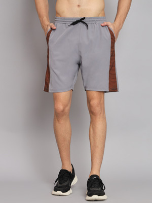 GLITO Color Block Men Grey Sports Shorts