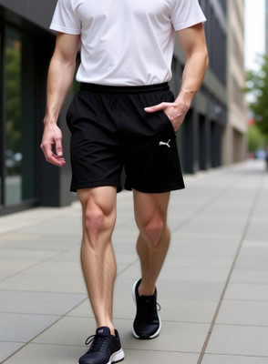 ARJUN Solid Men Black Regular Shorts