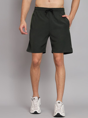 GLITO Color Block Men Dark Green Sports Shorts