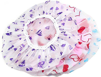 Elecsera Packing Premium Quality Reusable Printed Shower Cap With Elastic Band(pack of 3)