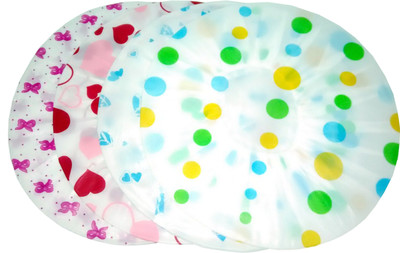 Elecsera Premium Quality Reusable Printed Shower Cap With Elastic Shower Cap Pack of 4