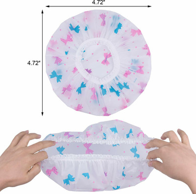 Stylewell Set of 6 Pcs Premium Printed Reusable Elastic Adult Shower Cap for Bathing