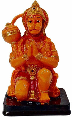 Awesome Craft Hanuman Ji Statue Bajrangbali idol Murti For Home Temple Office Decorative Showpiece  -  10 cm(Polyresin, Orange)