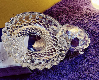 DVM Vastu Feng Shui Crystal Turtle Tortoise with Plate for Good Luck D02 Decorative Showpiece  -  10 cm(Crystal, White)