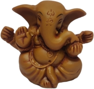 Pratima PRATIMA WOODEN Ganesha Statue Resin Ganpati Bappa Idol Decorative Showpiece  -  5.3 cm(Resin, Brown)