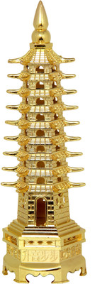 Feng Shui Art Vastu / Metal Education Tower For Success And Happyness Decorative Showpiece  -  18 cm(Metal, Gold)