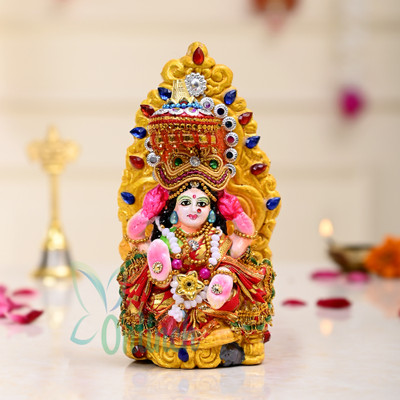 B S NATURAL Ganesh Laxmi Status for Home Décor Ganesha Lakshmi Idol for Diwali Puja Decorative Showpiece  -  14 cm(Clay, Light Blue)
