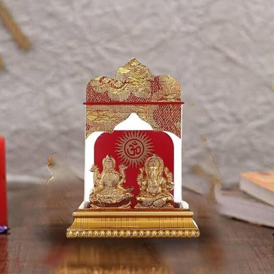 Awesome Craft Laxmi Ganesh Idol For Home Pooja And lakshmi ganesh idol for car dashboard Decorative Showpiece  -  10 cm(Gold Plated, Gold)