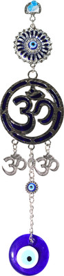 BHAGYA G Om Evil Eye Design Hanging for Home Office Car Dashboard Protection Nazar Battu Decorative Showpiece  -  3 cm(Glass, Blue)
