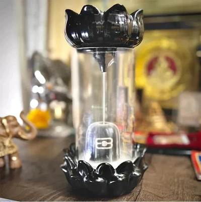 KLASSYWORLD Shiv Ling Incense Burner with 30 Back Flow Incense Cones , Home Decor-1-Pcs/30 Decorative Showpiece  -  10 cm(Ceramic, Black)
