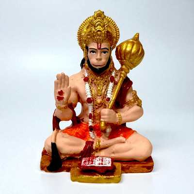 VK Trending Bazaar Sitting Shri Ram Hanuman Idol – Resin Statue of Lord Hanuman Symbol of Strength Decorative Showpiece  -  8 cm(Resin, Multicolor)