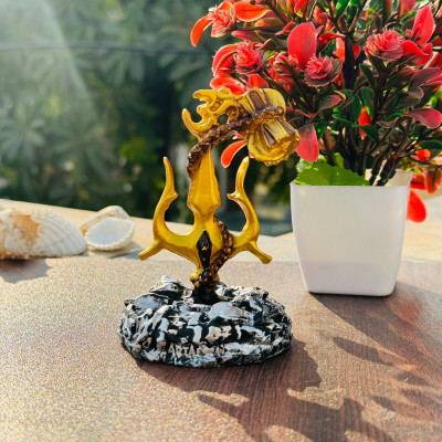 SBBCO Divine Magnet Metal Shivling with Trishul and Kalash Decorative Showpiece  -  10 cm(Polyresin, Multicolor)