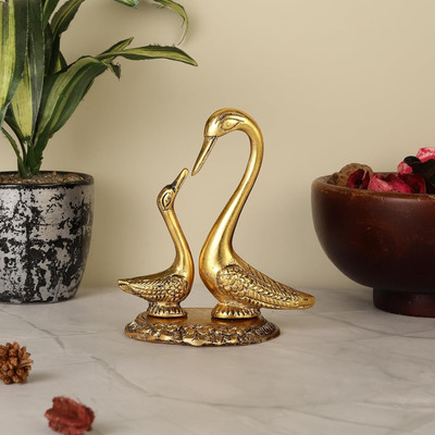 Rci Handicrafts Kissing Duck Showpiece Swan Statue Home Decor Gift Vastu table decor D08 Decorative Showpiece  -  15 cm(Metal, Gold)