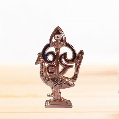 JRG OM Vel with Peacock (4.5 cms x 1 cms x 6 cms) Decorative Showpiece  -  6 cm(Metal, Copper)