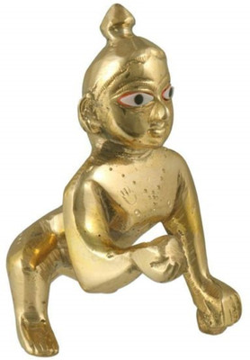 VALUE CRAFTS Laddu Gopal/Kanha ji /Thaku ji Decorative Showpiece  -  13 cm(Brass, Yellow)