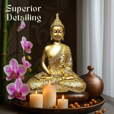 HOMESTA Polresin Meditating Buddha/Buddh/Gautam Buddha Statue for Decoration and Gifting Decorative Showpiece  -  25 cm(Resin, Gold)