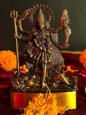 sanskaari DIVINE EDGE Durga Maa Kali Murti Antique Gold Metal Statue Decorative Showpiece  -  12 cm(Metal, Brown)