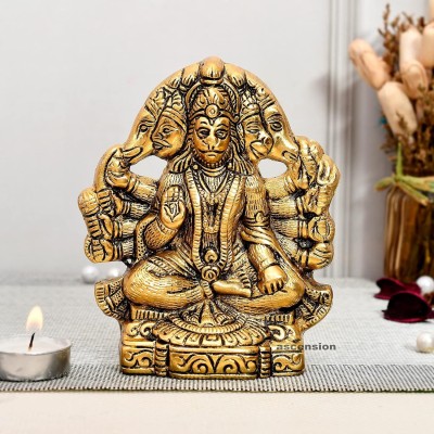 EliteTouch Shri Balaji Hanuman ji,Panchmukhi Hanuman ji Brass Idol Murti Decorative Showpiece  -  13 cm(Metal, Gold)