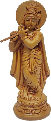 Pratima PRATIMA Wooden finish Beautiful Krishna Ji statue Playing Flute Decorative Showpiece  -  8.9 cm(Resin, Brown)