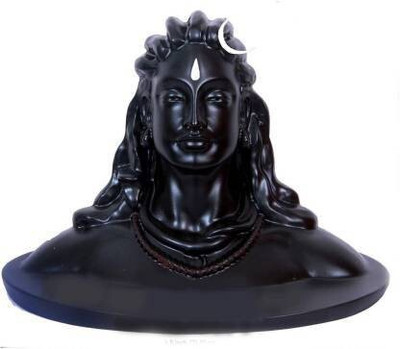 SBBCO Divine Edge Polyresin Adiyogi Shiv Ji Statue For Pooja Room & Car Dashboard Decorative Showpiece  -  7 cm(Polyresin, Black)