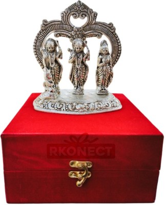 RKONECT Silver Metal Ram Darbar Lord Ram Laxman and Sita Statue With Velvet Gift Box Decorative Showpiece  -  16.5 cm(Metal, Silver)