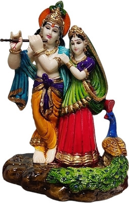 Pratima PRATIMA Polyresin Radha Krishna Murti| Radha Krishna Statue Decorative Showpiece  -  15 cm(Resin, Multicolor)