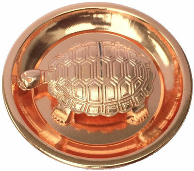 Shree Poojan Tortoise Tabel Showcase : Kachua With Plate Decorative Showpiece  -  4 cm(Copper, Gold)