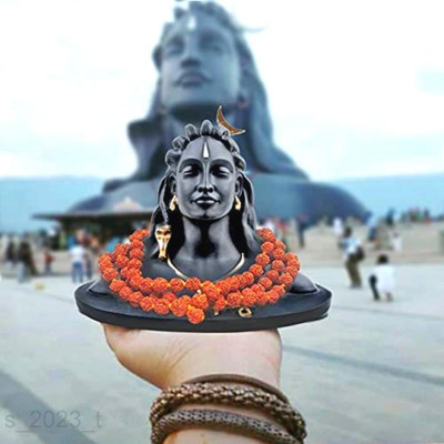 MegaValue HQ Adiyogi Shiva Statue for Car D 6 cm Religious Idol & Figurine(Polyresin, Black)