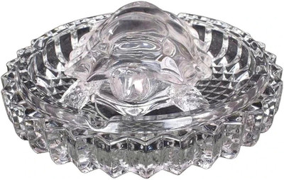 Takshila Gems GlassDecorative Turtle Plate for Home and Office or Car Dashboard Glass Tortoise Decorative Showpiece  -  5 cm(Glass, Clear)