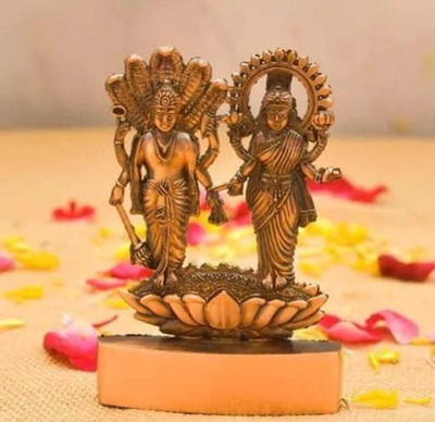 sanskaari DIVINE EDGE Lord Laxmi and Vishnu Ji,Laxmi Vishnu Idol Decorative Showpiece  -  12 cm(Metal, Brown)